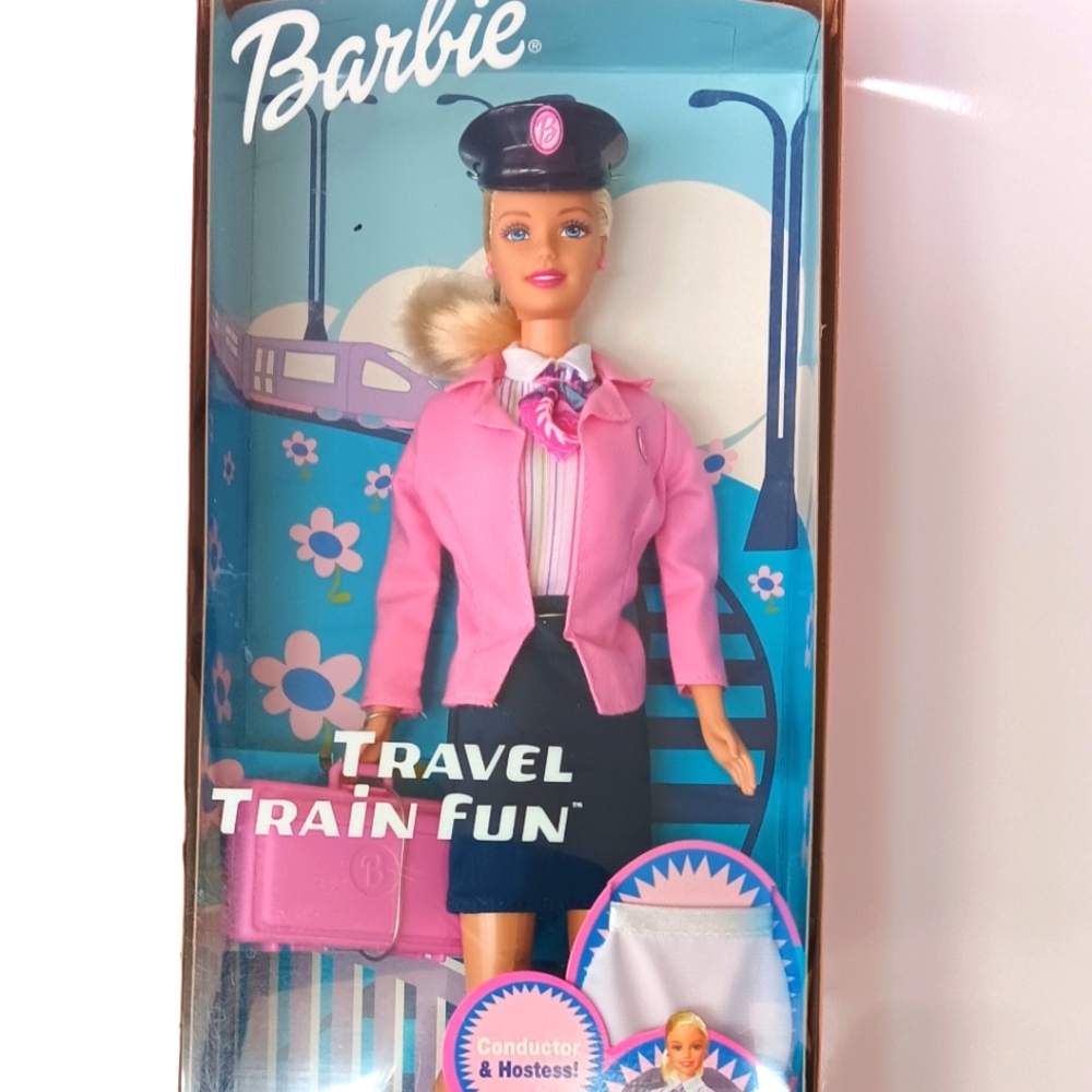 Vintage 2001 Barbie Doll Travel Train Fun Doll Conductor/Hostess Trans